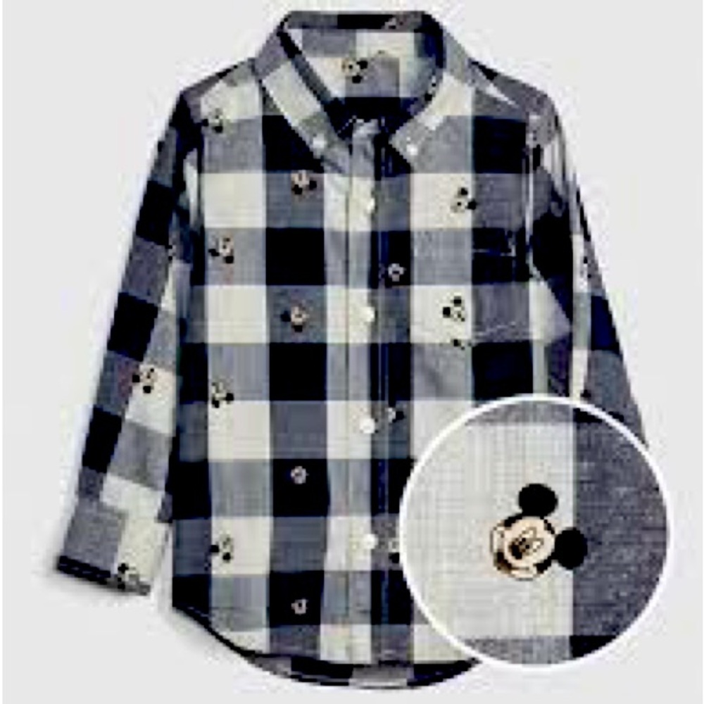 BabyGap 2T Disney Mickey Mouse blue plaid button down shirt gap toddler dress up